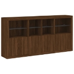 Credenza con Luci LED Rovere Marrone 202x37x100 cm