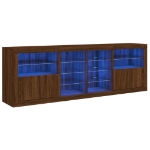 Credenza con Luci LED Rovere Marrone 202x37x67 cm