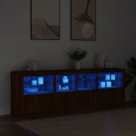 Credenza con Luci LED Rovere Marrone 202x37x67 cm