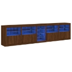 Credenza con Luci LED Rovere Marrone 283x37x67 cm