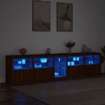 Credenza con Luci LED Rovere Marrone 283x37x67 cm