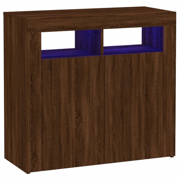 Credenza con Luci LED Rovere Marrone 80x35x75 cm