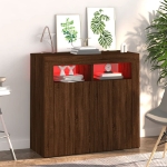 Credenza con Luci LED Rovere Marrone 80x35x75 cm