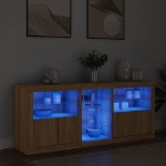 Credenza con Luci LED Rovere Sonoma 162x37x67 cm