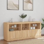 Credenza con Luci LED Rovere Sonoma 162x37x67 cm