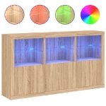 Credenza con Luci LED Rovere Sonoma 181,5x37x100 cm