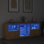 Credenza con Luci LED Rovere Sonoma 181,5x37x67 cm