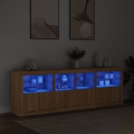 Credenza con Luci LED Rovere Sonoma 202x37x67 cm