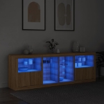 Credenza con Luci LED Rovere Sonoma 202x37x67 cm