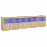 Credenza con Luci LED Rovere Sonoma 283x37x67 cm