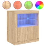 Credenza con Luci LED Rovere Sonoma 60,5x37x67 cm