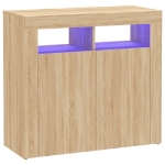 Credenza con Luci LED Rovere Sonoma 80x35x75 cm