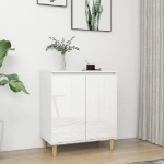 Credenza Gambe Massello Bianco Lucido 60x35x70cm Multistrato