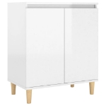 Credenza Gambe Massello Bianco Lucido 60x35x70cm Multistrato