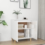 Credenza Gambe Massello Bianco Lucido 60x35x70cm Multistrato