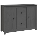 Credenza Grigia 100x35x74 cm in Legno Massello di Pino