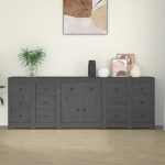 Credenza Grigia 230x35x80 cm in Legno Massello di Pino