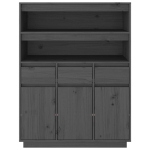 Credenza Grigia 89x40x116,5 cm in Legno Massello di Pino