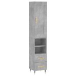 Credenza Grigio Cemento 34,5x34x180 cm in Legno Multistrato