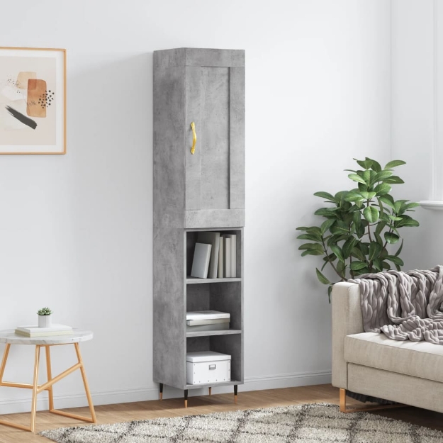 Credenza Grigio Cemento 34,5x34x180 cm in Legno Multistrato