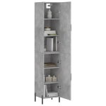 Credenza Grigio Cemento 34,5x34x180 cm in Legno Multistrato