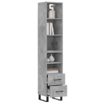 Credenza Grigio Cemento 34,5x34x180 cm in Legno Multistrato