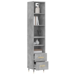 Credenza Grigio Cemento 34,5x34x180 cm in Legno Multistrato