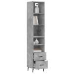 Credenza Grigio Cemento 34,5x34x180 cm in Legno Multistrato