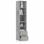 Credenza Grigio Cemento 34,5x34x180 cm in Legno Multistrato