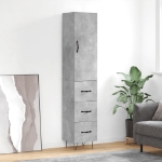 Credenza Grigio Cemento 34,5x34x180 cm in Legno Multistrato