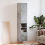 Credenza Grigio Cemento 34,5x34x180 cm in Legno Multistrato