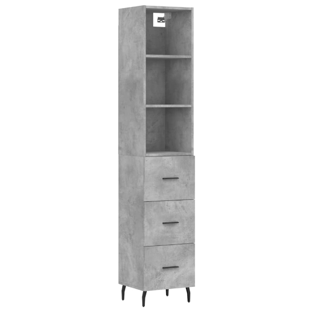 Credenza Grigio Cemento 34,5x34x180 cm in Legno Multistrato