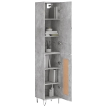 Credenza Grigio Cemento 34,5x34x180 cm in Legno Multistrato