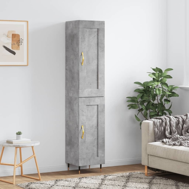 Credenza Grigio Cemento 34,5x34x180 cm in Legno Multistrato