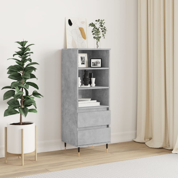 Credenza Grigio Cemento 40x36x110 cm in Legno Multistrato