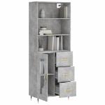 Credenza Grigio Cemento 69,5x34x180 cm in Legno Multistrato