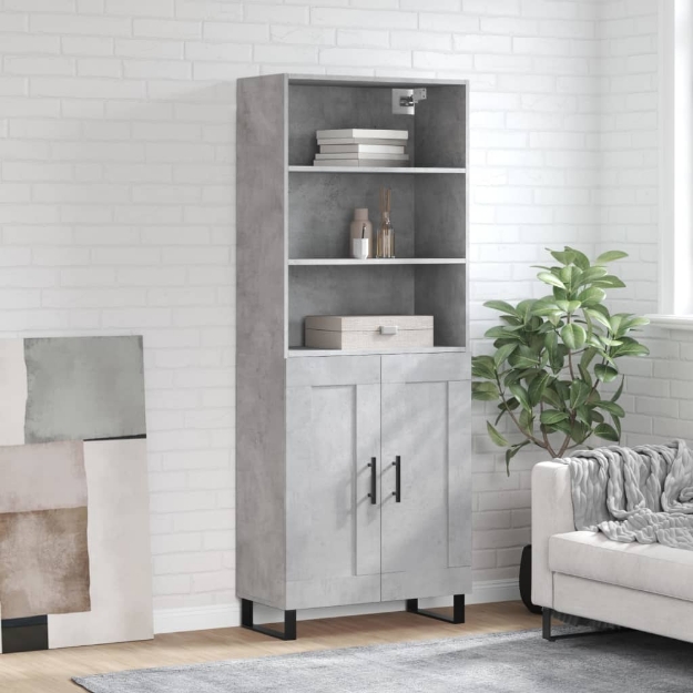 Credenza Grigio Cemento 69,5x34x180 cm in Legno Multistrato