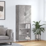 Credenza Grigio Cemento 69,5x34x180 cm in Legno Multistrato