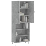 Credenza Grigio Cemento 69,5x34x180 cm in Legno Multistrato