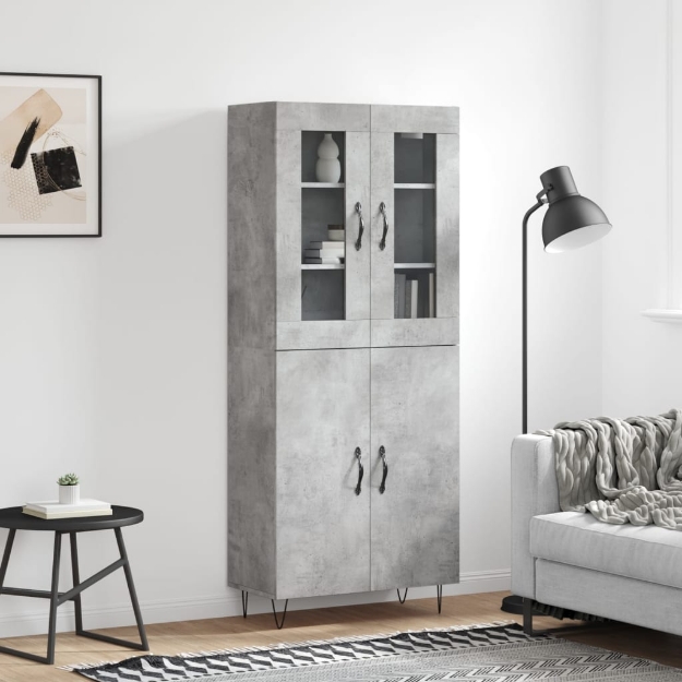 Credenza Grigio Cemento 69,5x34x180 cm in Legno Multistrato