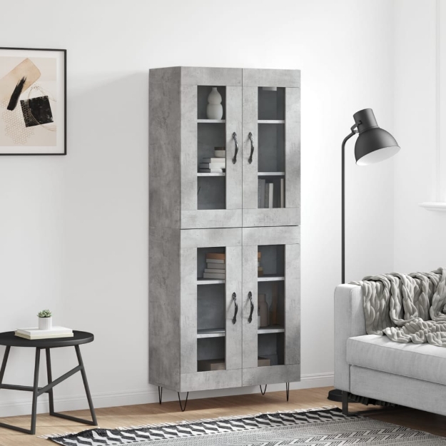 Credenza Grigio Cemento 69,5x34x180 cm in Legno Multistrato