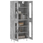 Credenza Grigio Cemento 69,5x34x180 cm in Legno Multistrato