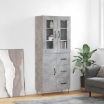 Credenza Grigio Cemento 69,5x34x180 cm in Legno Multistrato