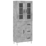 Credenza Grigio Cemento 69,5x34x180 cm in Legno Multistrato