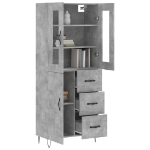 Credenza Grigio Cemento 69,5x34x180 cm in Legno Multistrato