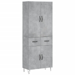 Credenza Grigio Cemento 69,5x34x180 cm in Legno Multistrato