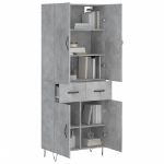 Credenza Grigio Cemento 69,5x34x180 cm in Legno Multistrato