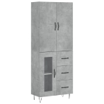 Credenza Grigio Cemento 69,5x34x180 cm in Legno Multistrato