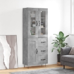 Credenza Grigio Cemento 69,5x34x180 cm in Legno Multistrato