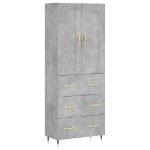 Credenza Grigio Cemento 69,5x34x180 cm in Legno Multistrato